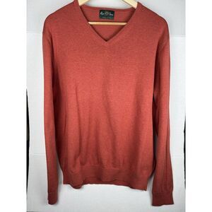 Alan Paine Luxury Cotton Knit Sweater Mens Pullover Burnt Orange‎ Vintage XL